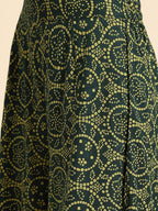 All About You Women Green Bandhani Printed Gathered Sequinned Kurti with Palazzos