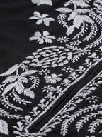 ADA Women Black & White Chikankari Embroidered Straight Sustainable Handloom Kurta