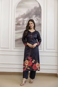 The52 Women's Beautiful Soft Assam Fabric Printed Work A-line Kurta Pant and Dupatta Set - Distacart