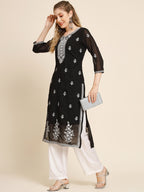 HERE&NOW Ethnic Motifs Embroidered Sequined Georgette Kurta