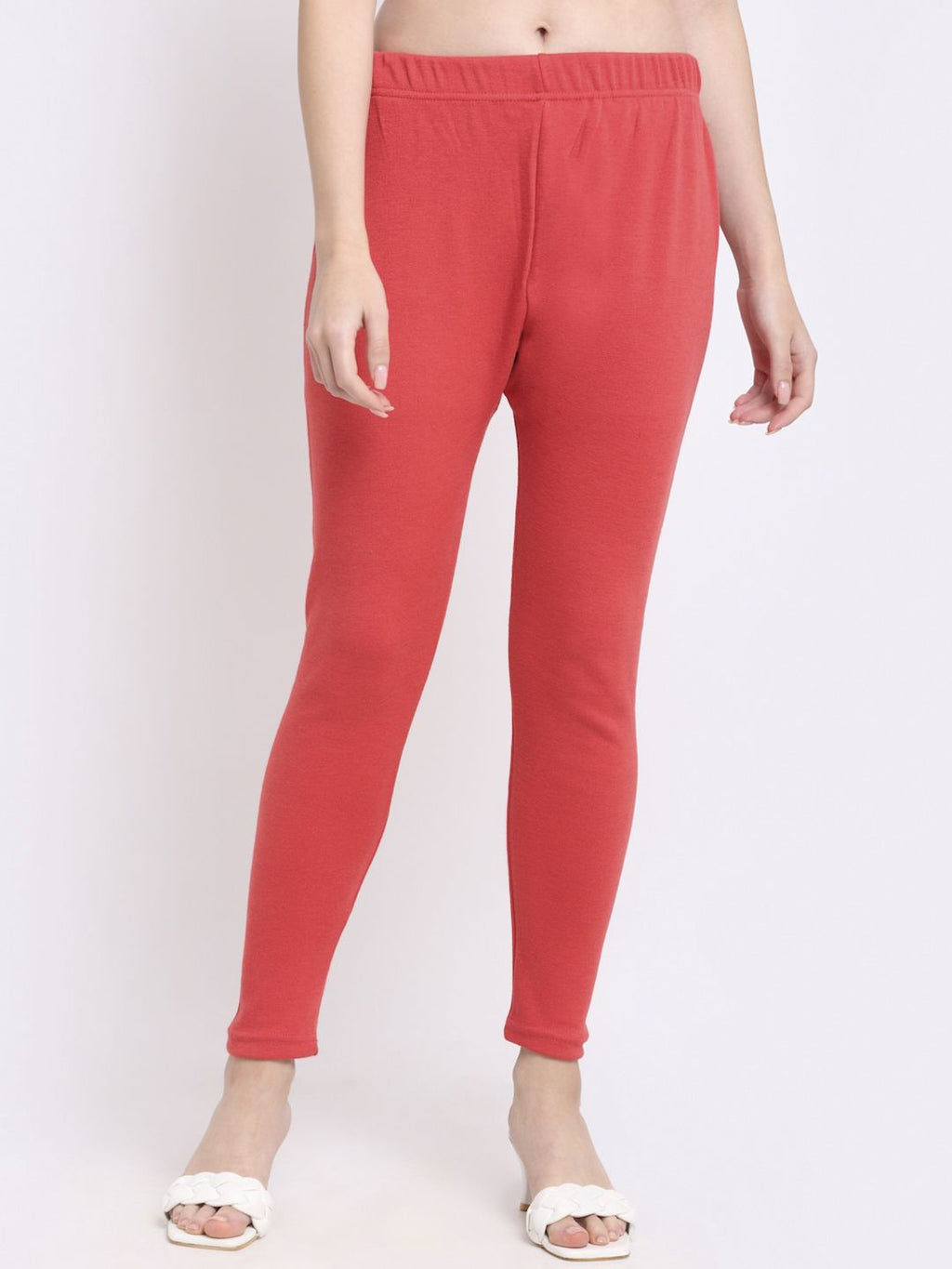 TAG 7 Women Pack Of 2 Peach & Black Solid Ankle-Length Leggings