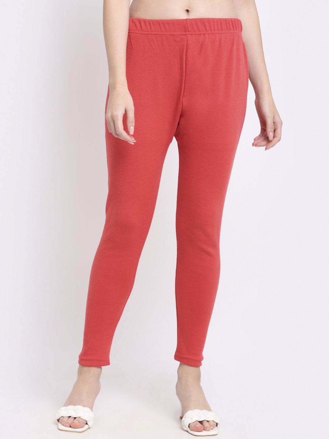 TAG 7 Women Pack Of 2 Peach & Black Solid Ankle-Length Leggings