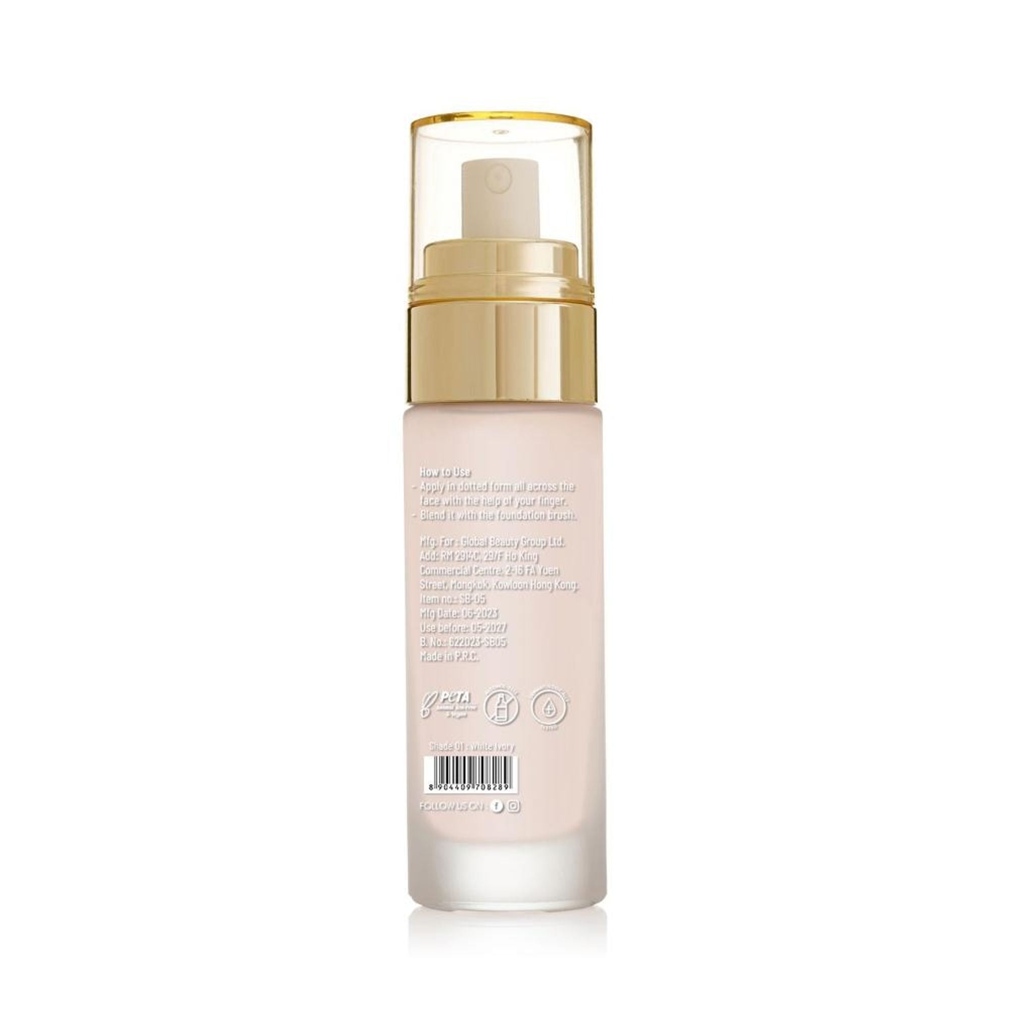 Swiss Beauty High Performance Foundation With Vitamin C & Niacinamide Light-Weight - 01 White Ivory - Distacart