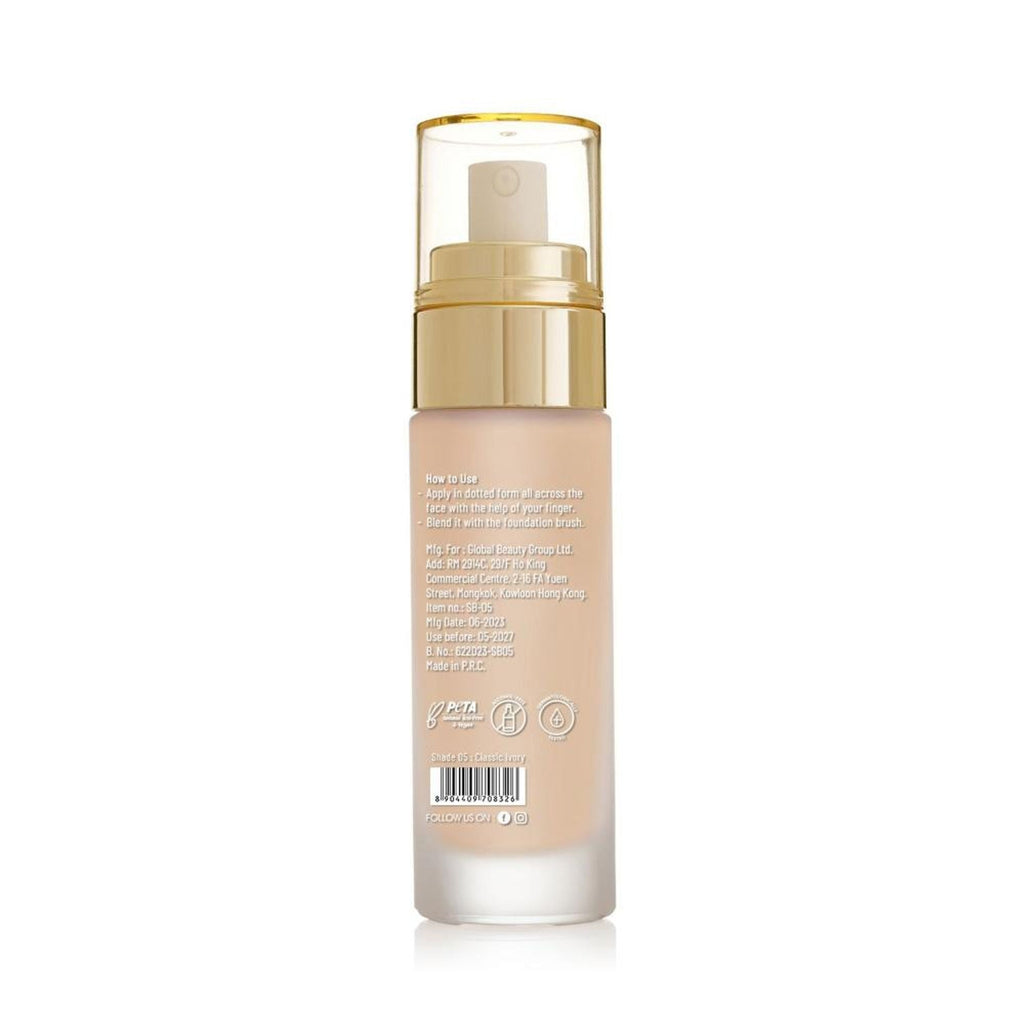 Swiss Beauty High Performance Foundation With Vitamin C & Niacinamide Light-Weight - 05 Classic Ivory - Distacart