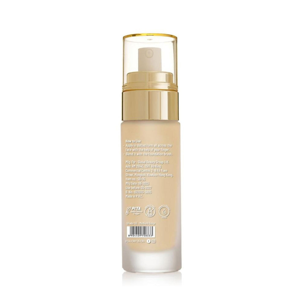 Swiss Beauty High Performance Foundation With Vitamin C & Niacinamide Light-Weight - 06 Medium Beige - Distacart