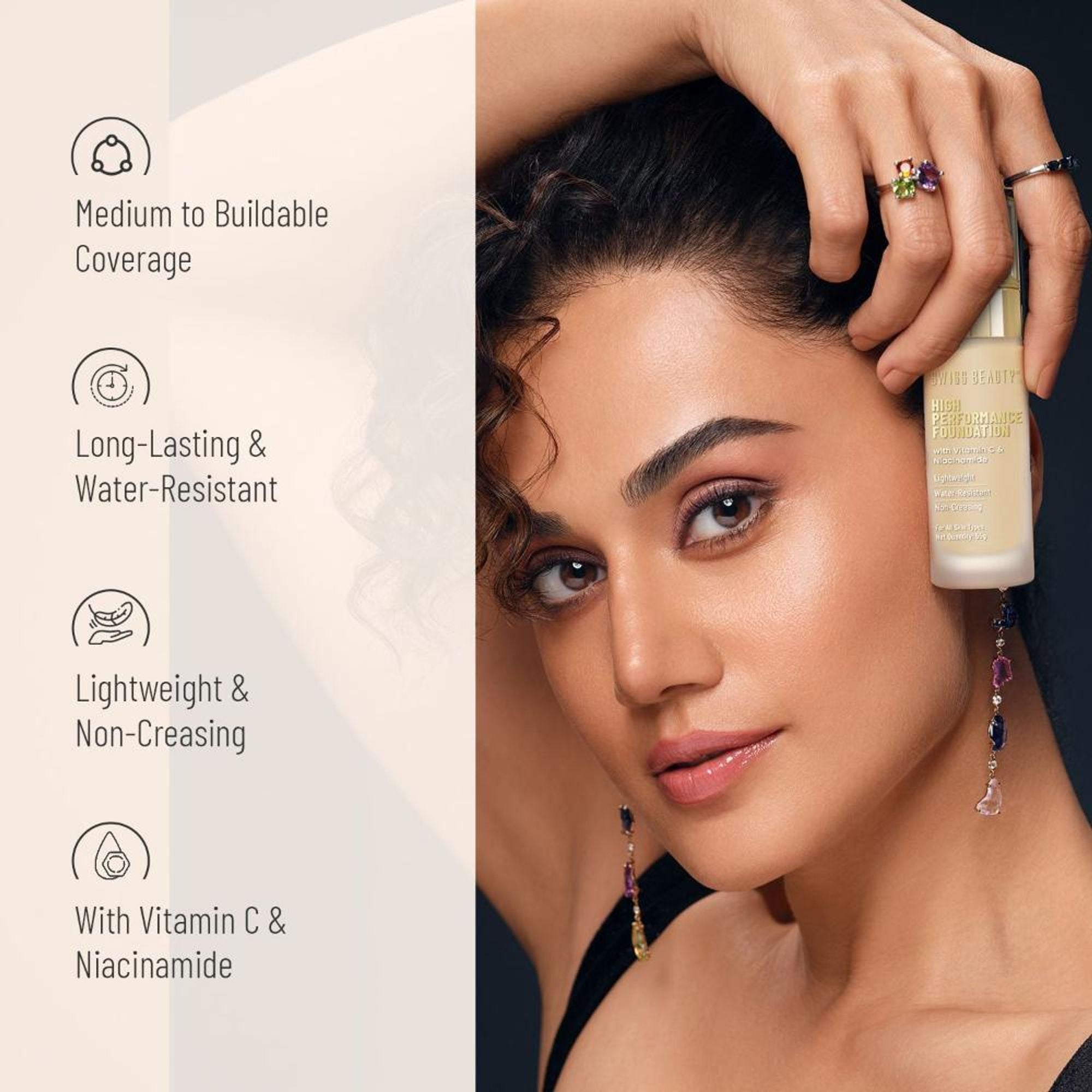 Swiss Beauty High Performance Foundation With Vitamin C & Niacinamide Light-Weight - 06 Medium Beige - Distacart