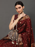 Masq Black & White Pearl & Sequinned Work Embellished Potli Clutch - Distacart