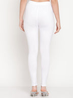 TAG 7 Women Pack Of 2 White & Pink Solid Comfort-Fit Ankle-Length Leggings