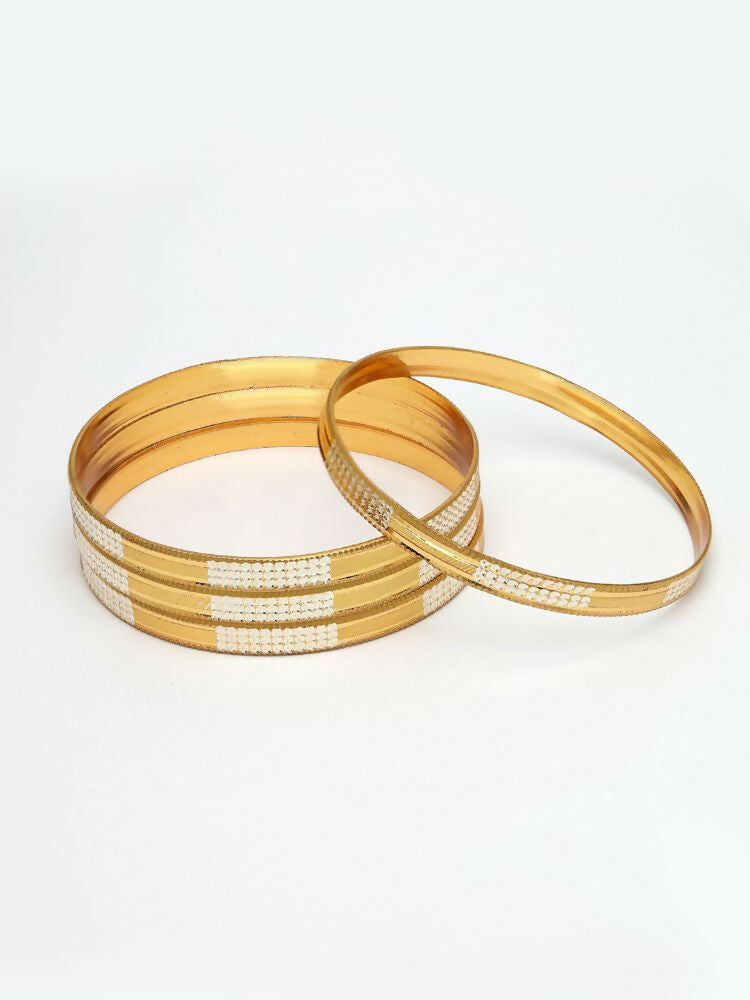 NVR Women Set of 4 Gold Plated CZ Toned Bangle - Distacart