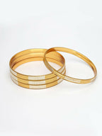 NVR Women Set of 4 Gold Plated CZ Toned Bangle - Distacart