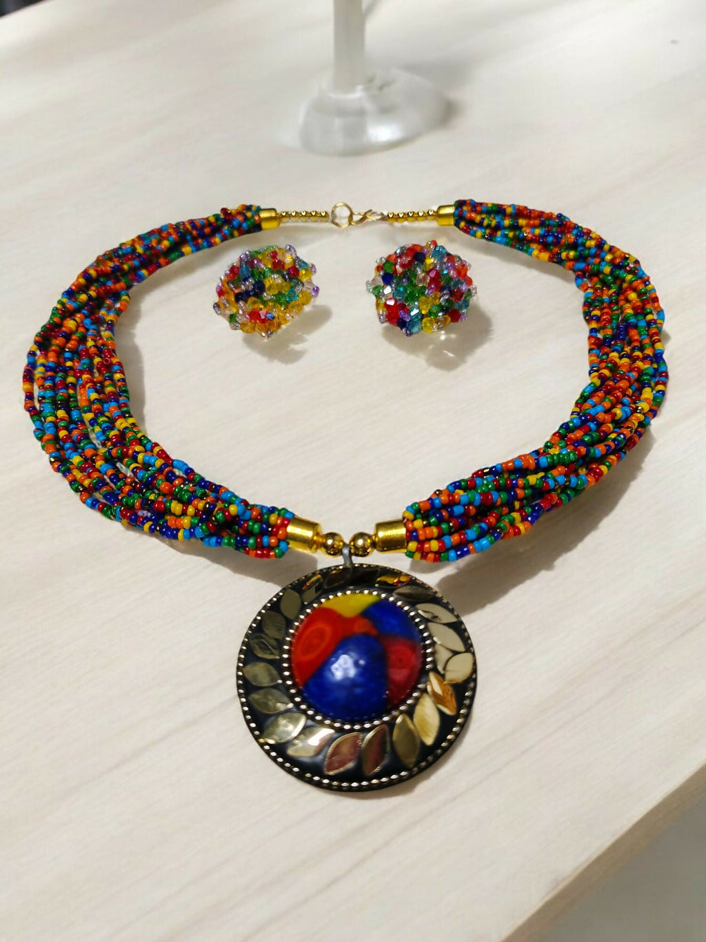 Inhanns All-Day Statement Beaded Necklace Set - Multi Colour