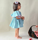 ArthLife Pale Blue Neon Embroidered Dress