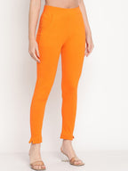 TAG 7 Women Orange Solid Leggings