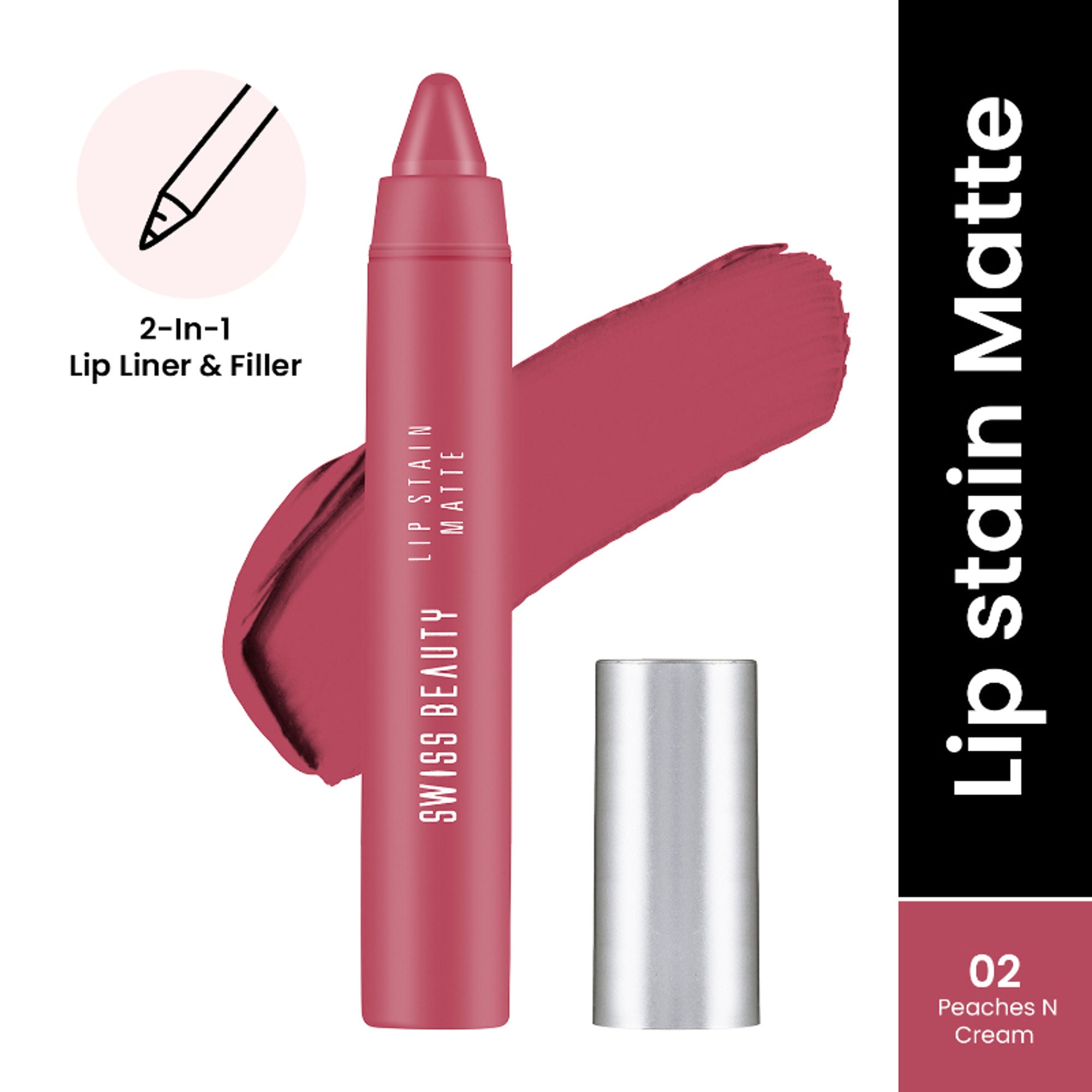 Swiss Beauty Lip Stain Matte Lipstick - 202 Peaches And Cream