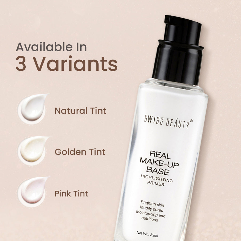 Swiss Beauty Real Make-Up Base Highlighting Primer , Brighten Skin , Modify Pore - 01 Natural Tint - Distacart