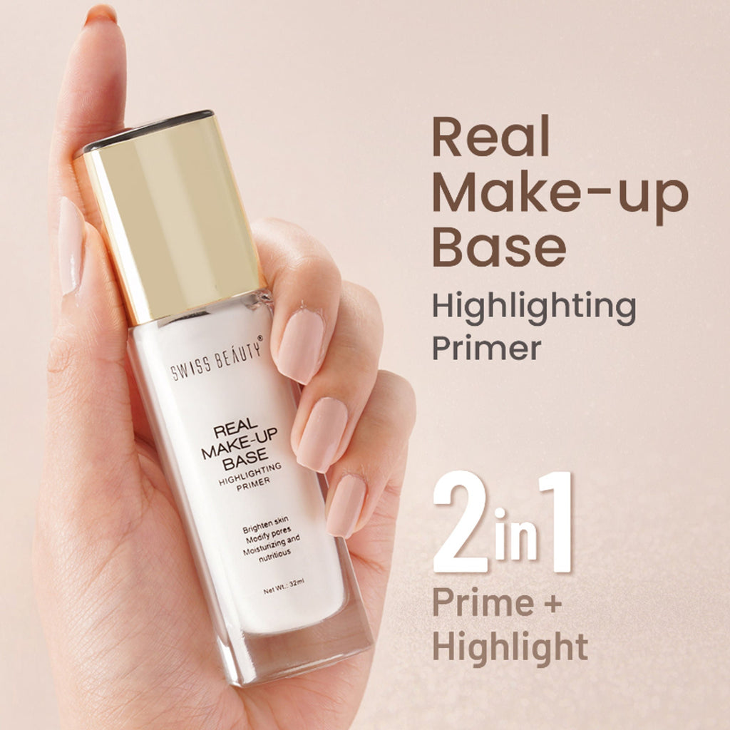Swiss Beauty Real Make-Up Base Highlighting Primer , Brighten Skin , Modify Pore - 02 Golden Tint