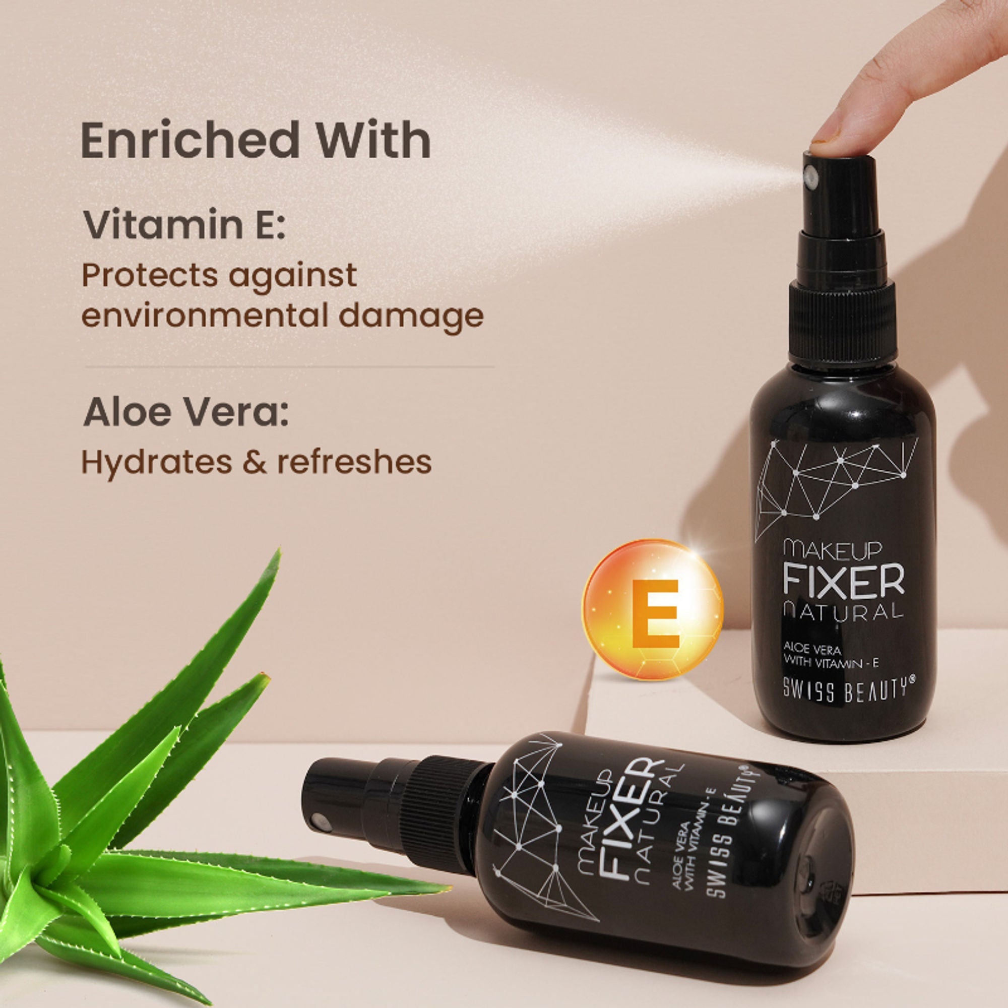 Swiss Beauty Long Lasting Professional Makeup Fixer Setting Spray With Vitamin E & Aloe Vera - Distacart