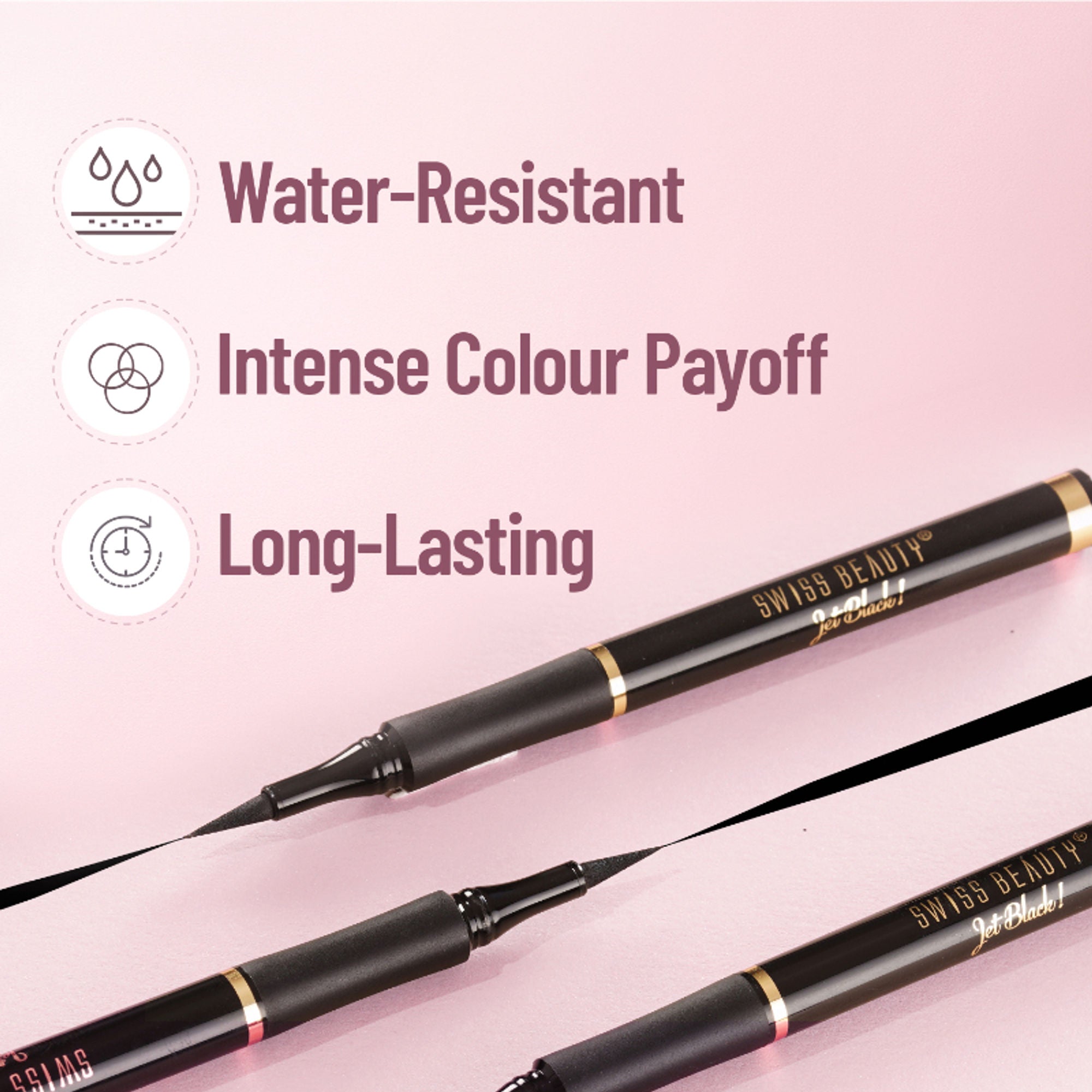 Swiss Beauty Bold Felt Tip Eyeliner - Jet Black - Distacart