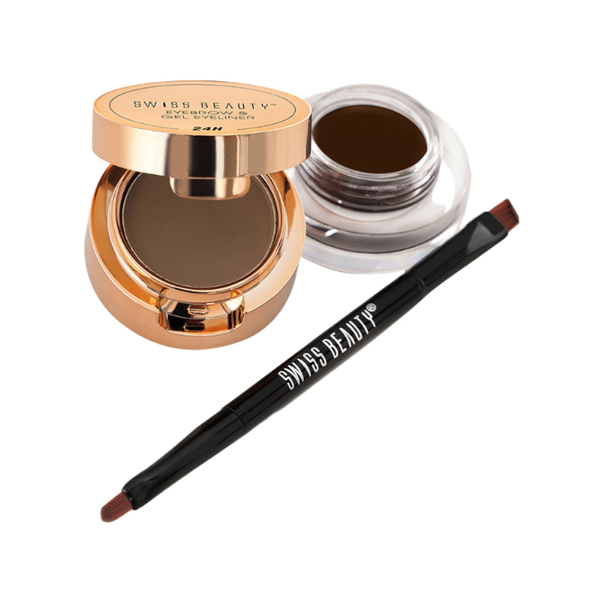 Swiss Beauty 3 In 1 Eyeliner, Eyebrow Filler and Kajal , 24-Hour Stay ,Waterproof - 02 Brown - Distacart