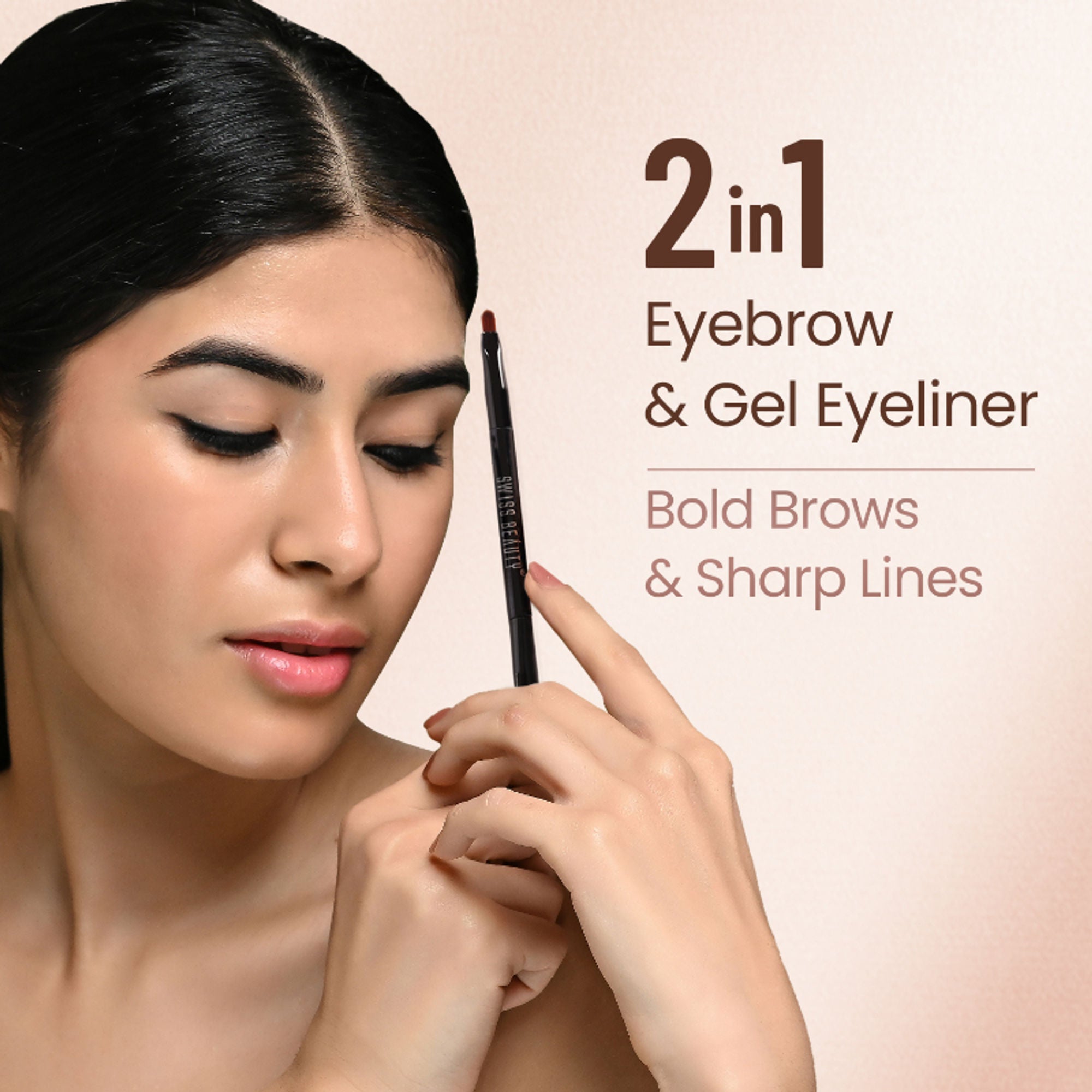 Swiss Beauty 3 In 1 Eyeliner, Eyebrow Filler and Kajal , 24-Hour Stay ,Waterproof - 02 Brown - Distacart