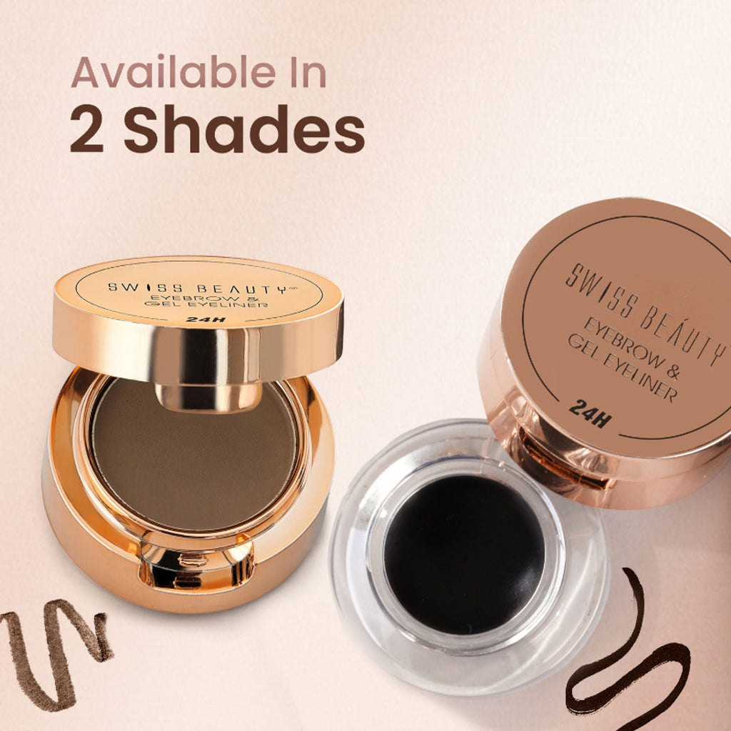 Swiss Beauty 3 In 1 Eyeliner, Eyebrow Filler and Kajal , 24-Hour Stay ,Waterproof - 02 Brown - Distacart