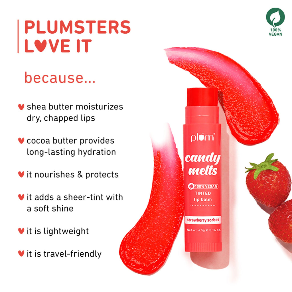 Plum Candy Melts Tinted Lip Balm - Strawberry Sorbet - Distacart