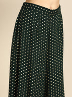 All About You Women Green & Gold-toned Ethnic Motifs Printed Kurta with Palazzos