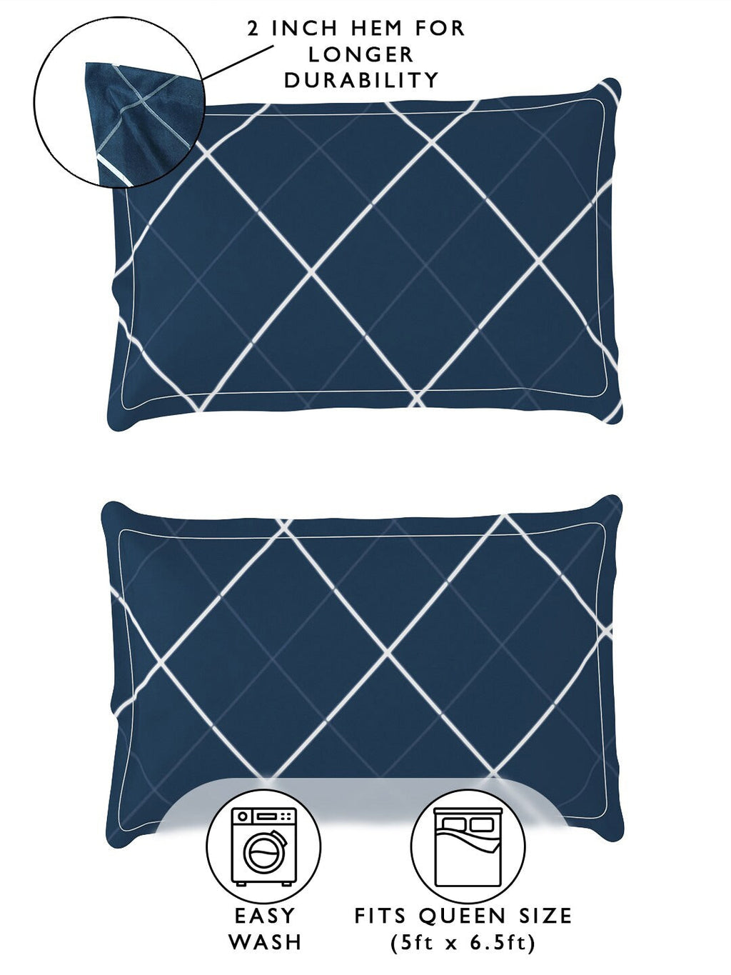 Story@home Arena Blue & Grey Geometric Printed 180 TC Queen Bedsheet & 2 Pillow Covers - Distacart