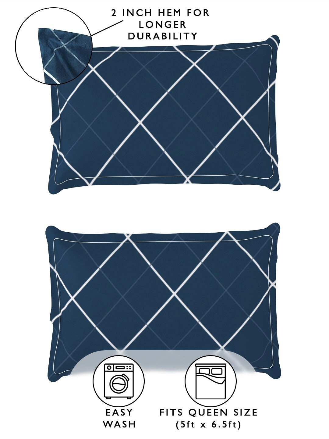 Story@home Arena Blue & Grey Geometric Printed 180 TC Queen Bedsheet & 2 Pillow Covers - Distacart