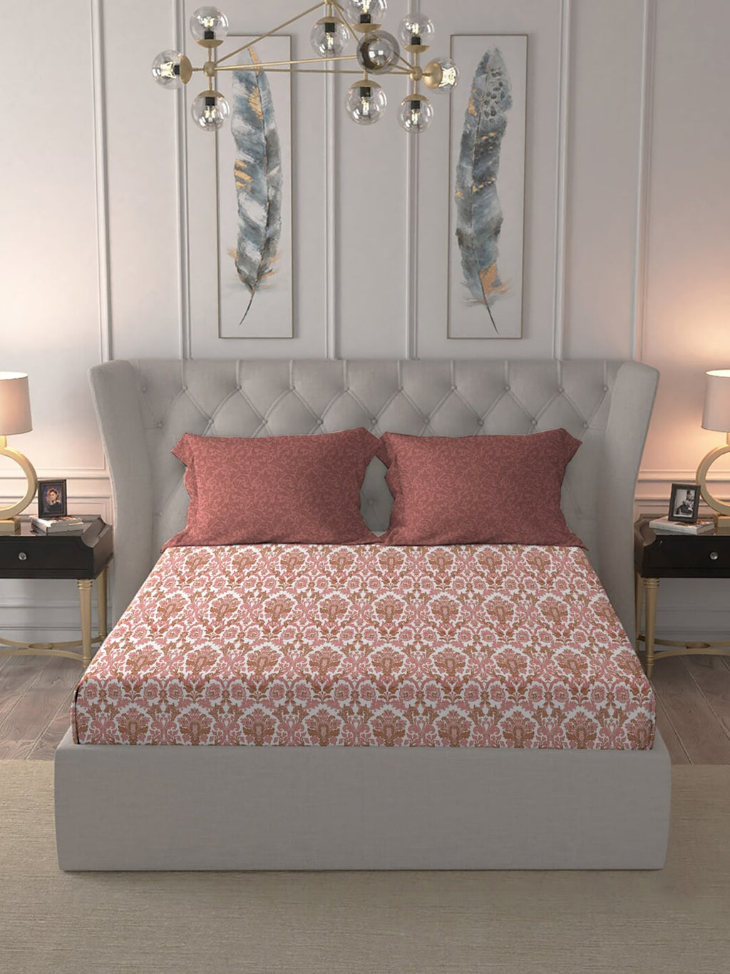 MYTRIDENT Comfort Living Maroon Pure Cotton 120 TC Queen Bedsheet with 2 Pillow Covers