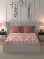 MYTRIDENT Comfort Living Maroon Pure Cotton 120 TC Queen Bedsheet with 2 Pillow Covers