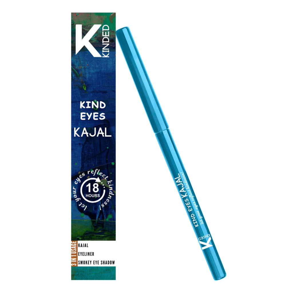 kinded kind eyes kajal 3 in 1 kohl kajal eye liner smokey eye shadow 03 treasured turquoise