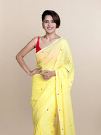 Suta Yellow Maroon Pure Cotton Saree - Distacart