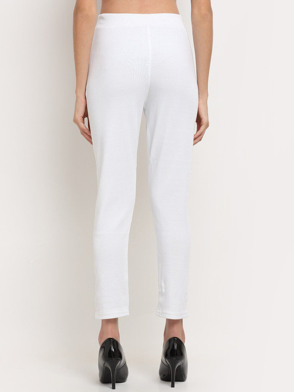 TAG 7 Women White Solid Ankle Length Leggings Pants