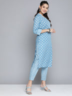 HERE&NOW Women Ethnic Motifs Printed Pure Cotton Kurta with Palazzos