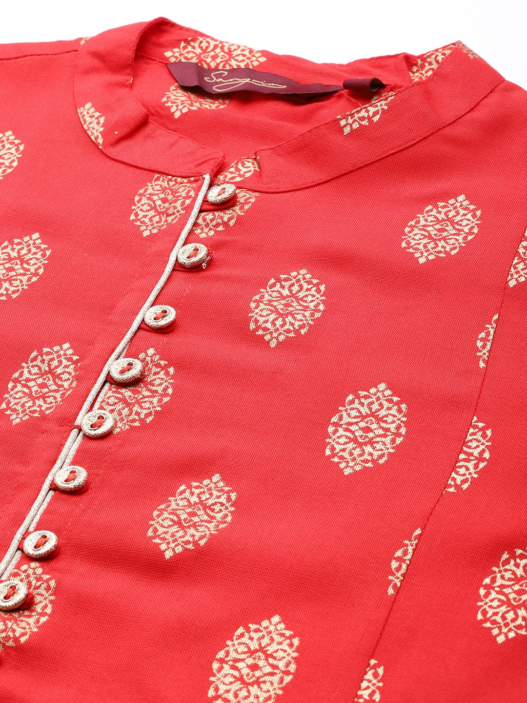 Sangria Women Red Ethnic Motifs Printed Kurta with Palazzos