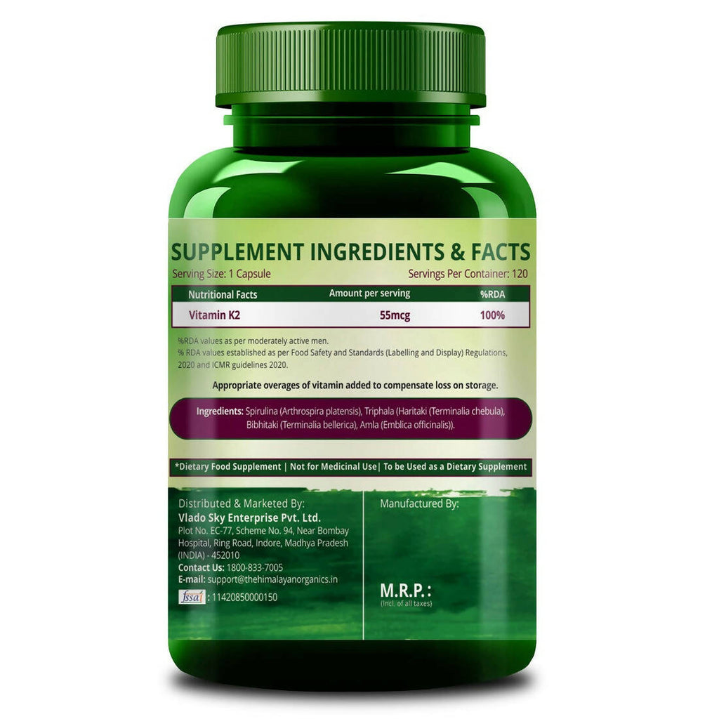 Himalayan Organics Plant Based Vitamin K2 Capsules - Distacart