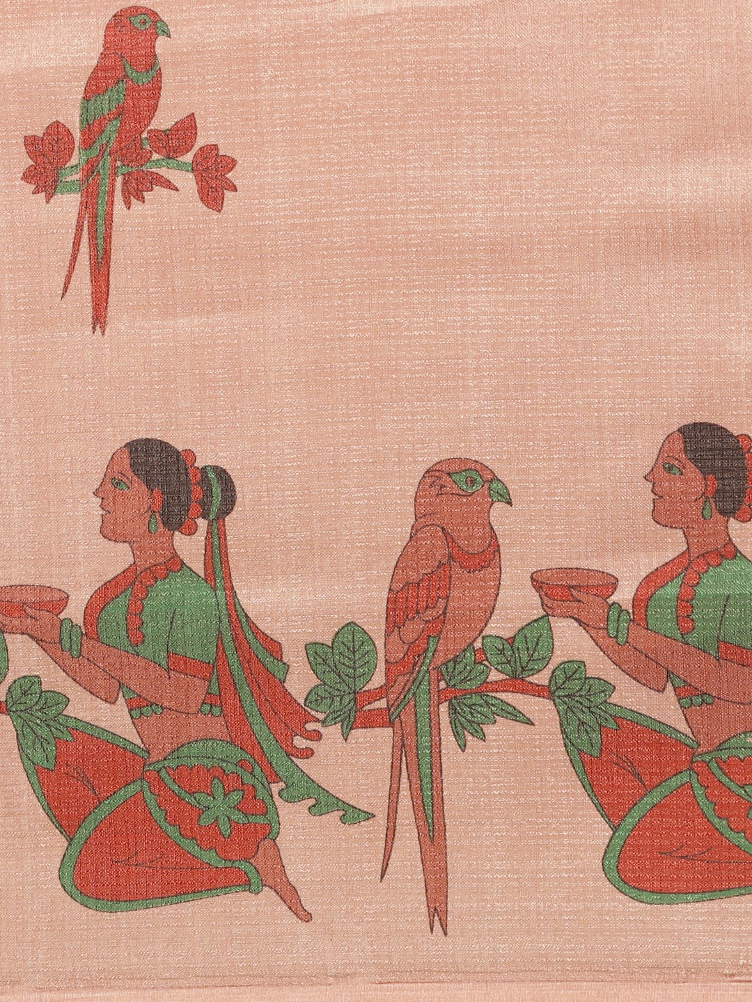 Saree Mall Peach-Coloured & Red Printed Saree - Distacart