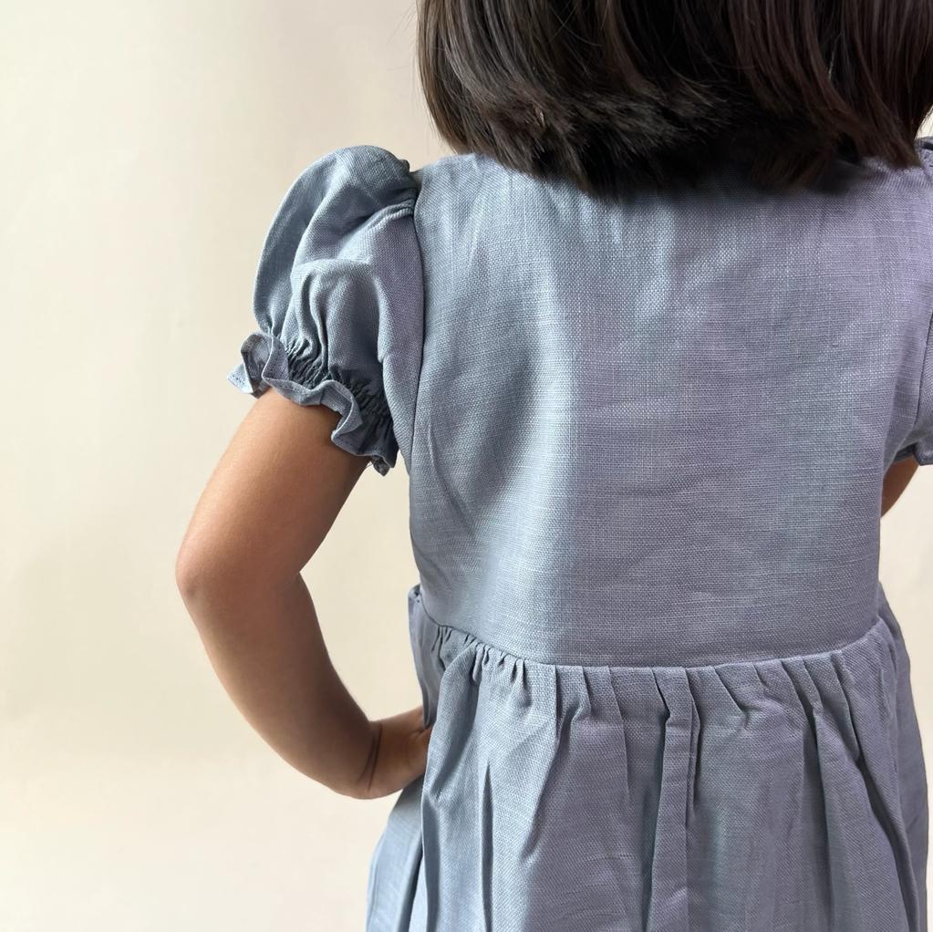ArthLife Grey Flower Embroidered Dress