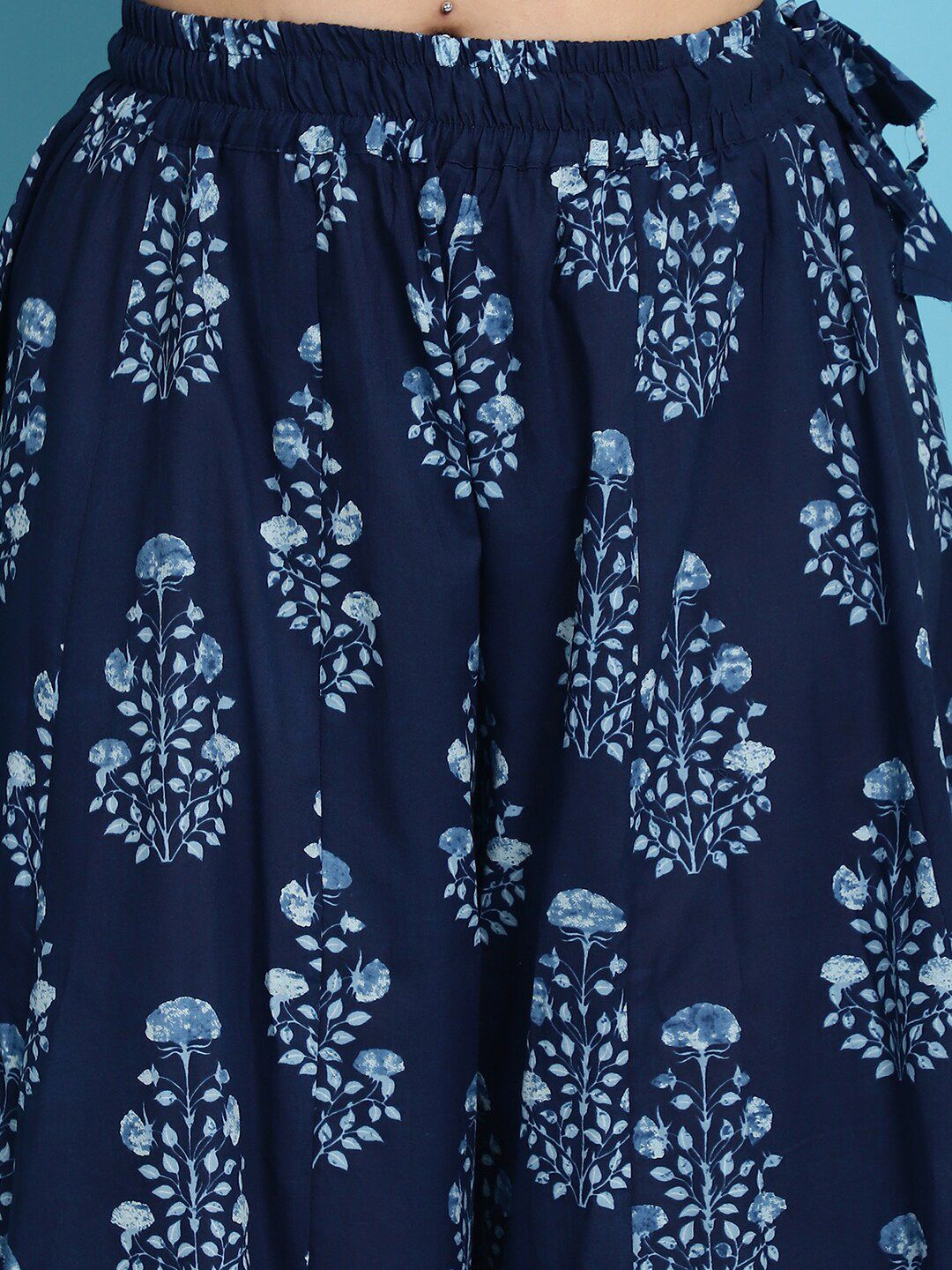 TAG 7 Plus Size Ethnic Motifs Block Printed Pure Cotton Flared Ethnic Palazzo