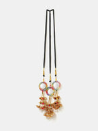 Ruby Raang Gold Gota Pati Work And Colorful Pastel Hues Threads With Shell And Black Thread And Mirror Work - Distacart