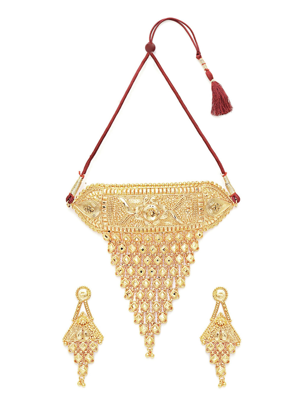 Gold plating jewellery set (Gold) - Ruby Raang