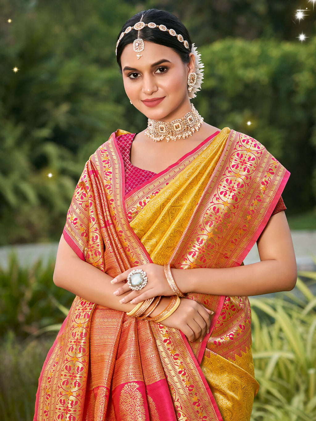 Shree Shyam Fashion Banarasi Silk Yellow Saree - Distacart