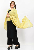 Mominos Fashion Moeza Women's Linen Cotton Silver Border Lemon Yellow Dupatta - Distacart