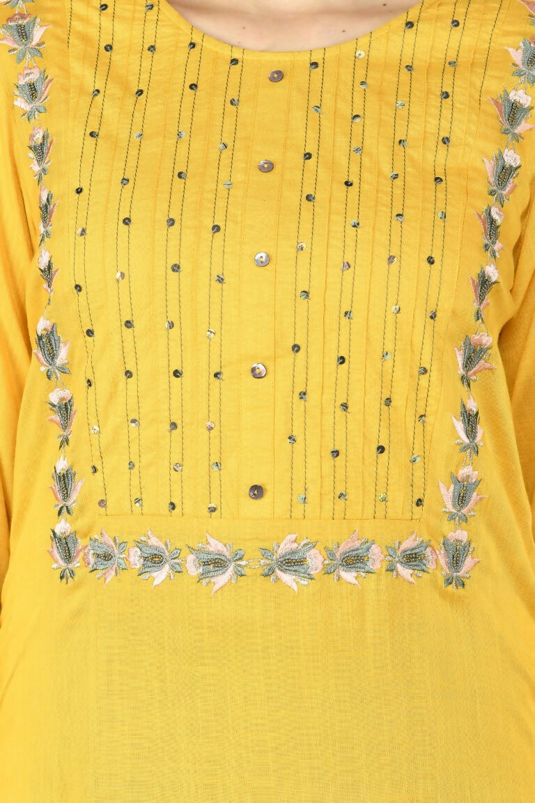 Joban Fashion Mustard Cotton Rayon Kurta Set