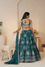 Kesar Fab Blue Silk Embroidered Lehenga