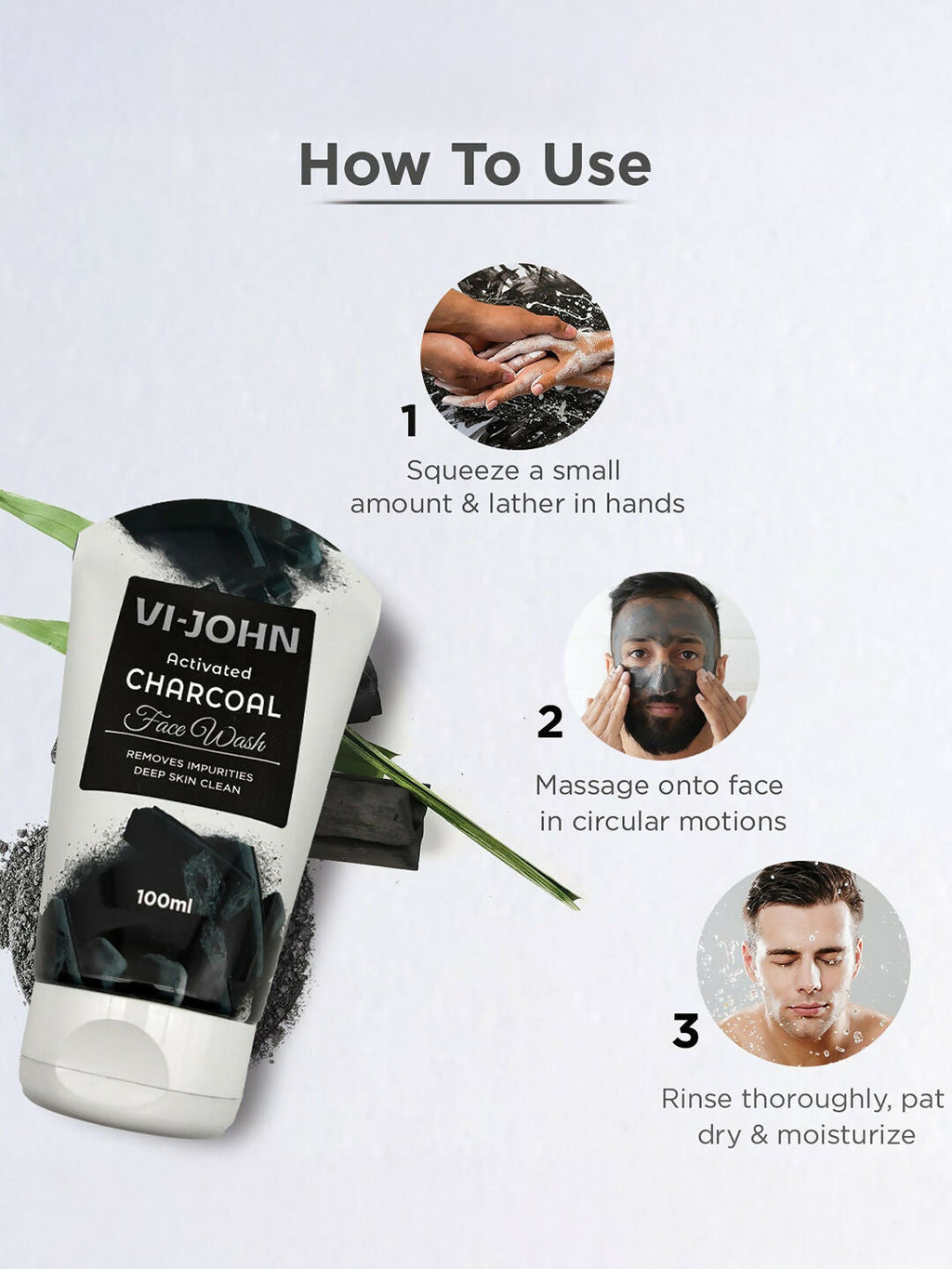 VI-JOHN Activated Charcoal Face Wash for Removing Impurities & Deep Skin Clean