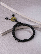 NVR Men's Black Beaded Adjustable Bracelet - Distacart