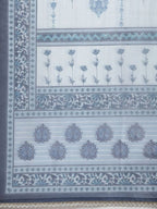 Yufta Women Blue Floral Yoke Design Angrakha Pure Cotton Kurta with Trouser With Dupatta