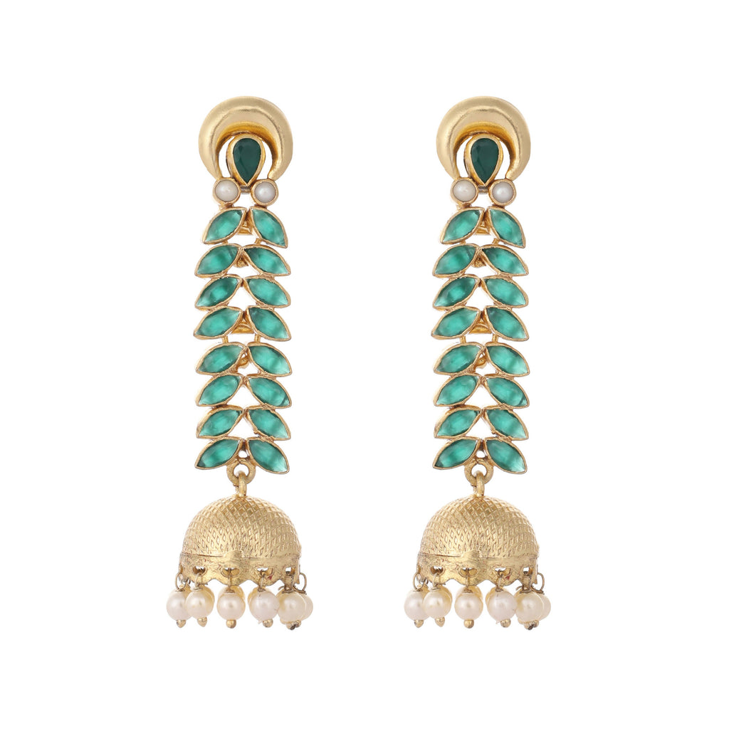 Nuyug 22K Gold Plated Green Fern Earrings - Distacart